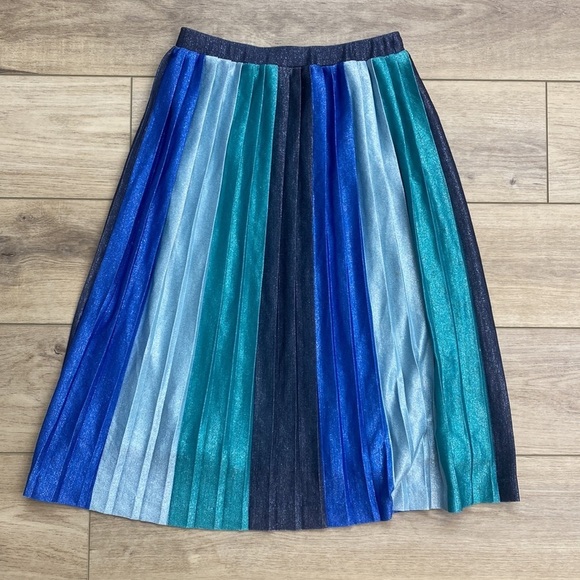 Maeve Blue and Green Striped Midi Skirt - Picture 9 of 16